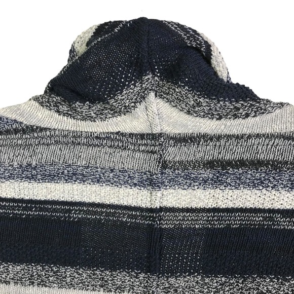 Three Dots Women's Cardigan Sweater Blue Striped Boho Open Front Cotton Sz S - Picture 6 of 10